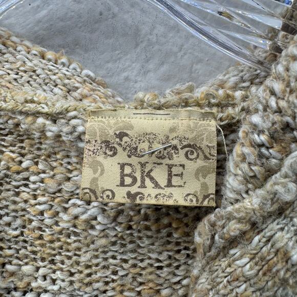 BKE Women’s Beige Marled Knit Hooded Cardigan Sweater Button Front Pockets - Picture 2 of 7